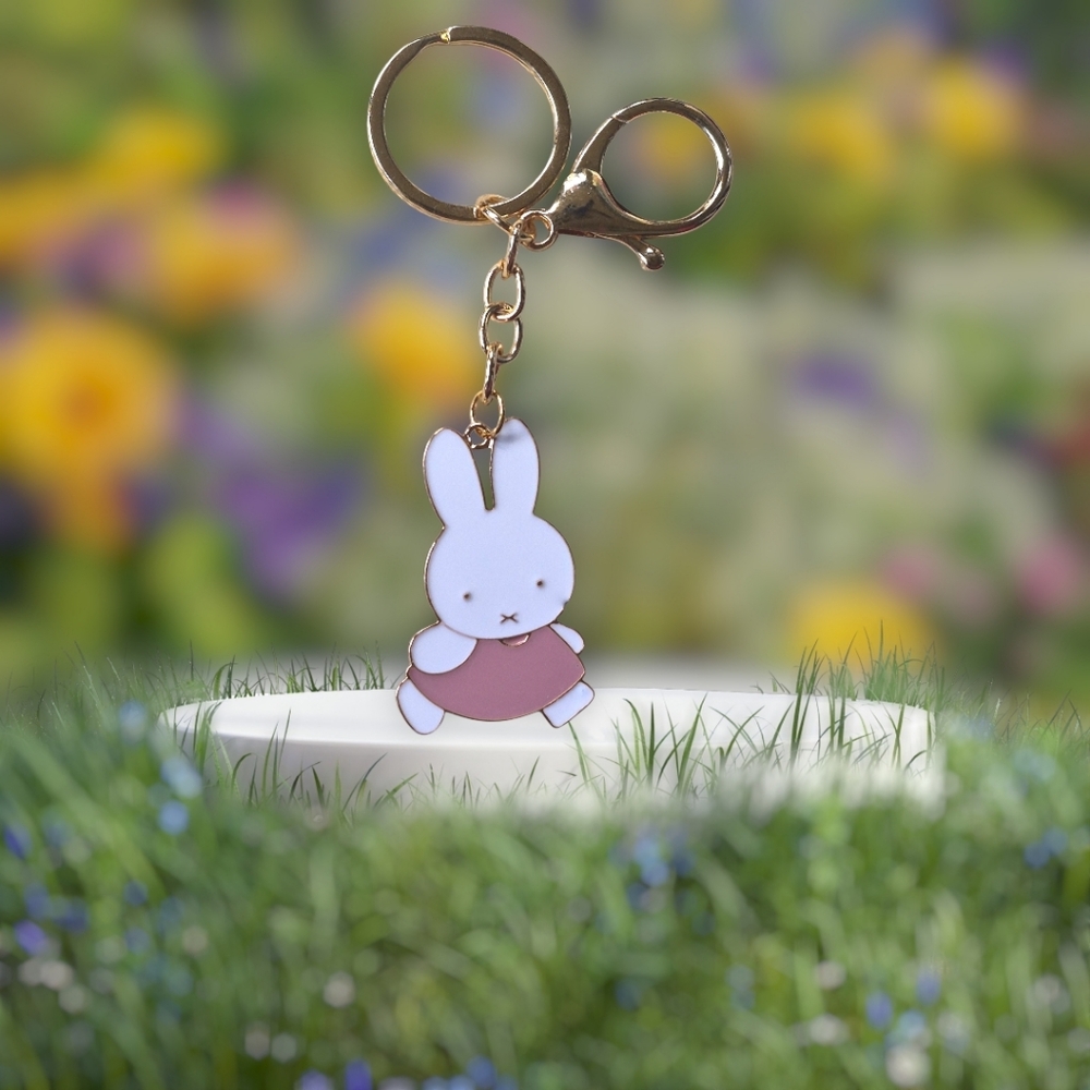 Cute Bunny Bag Charm / Keychain - Dusty Rose